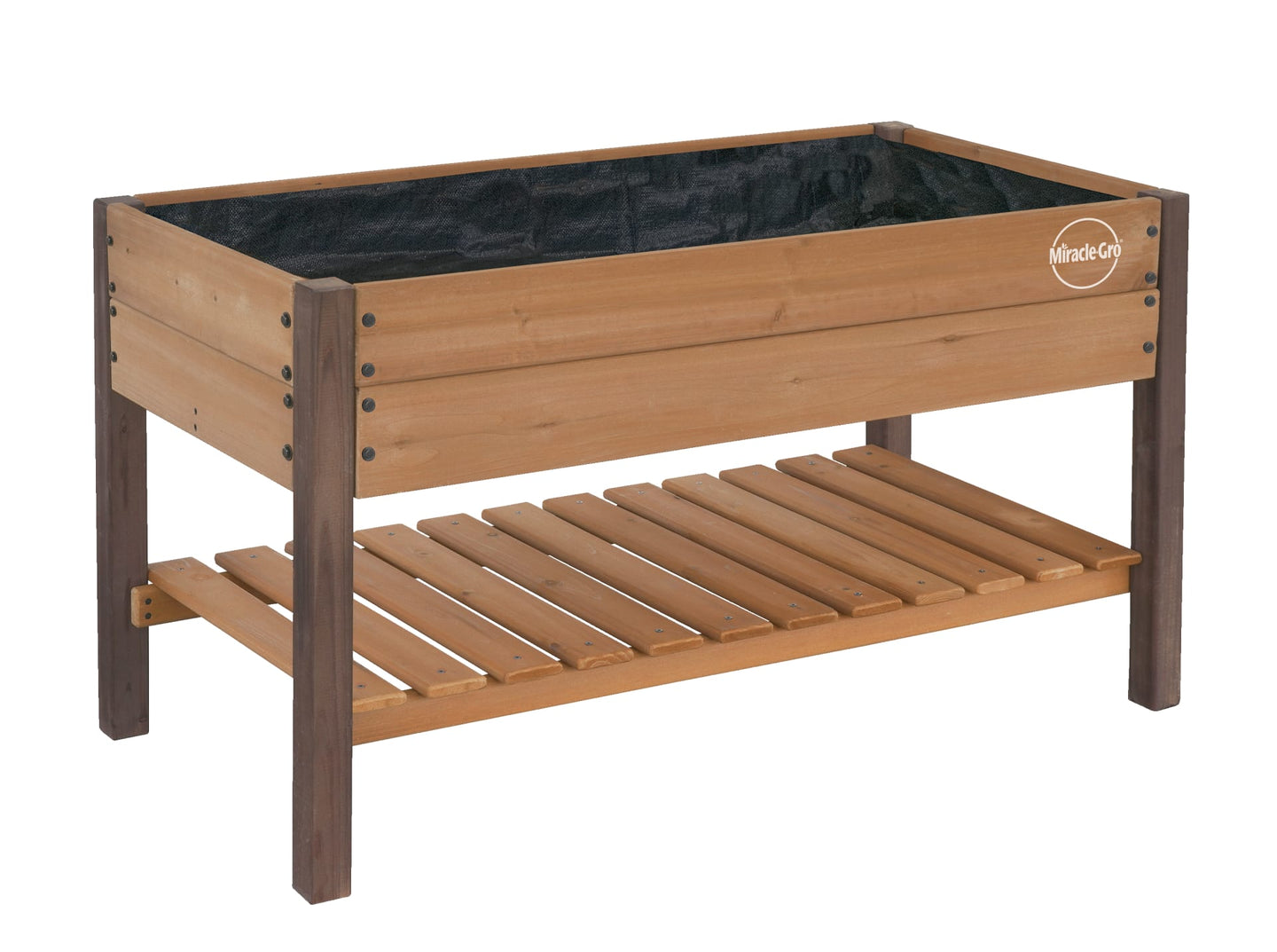 Miracle-Gro Wood 2 x 4 x 2.3 ft Raised Garden Planter with Shelf