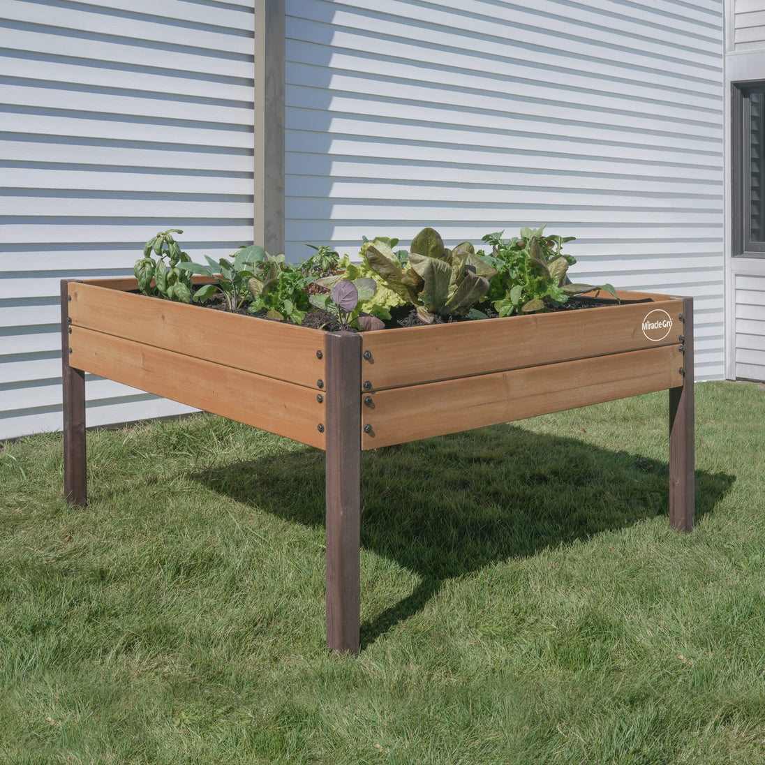Miracle-Gro Wood 4 x 4 x 2.3 ft. Raised Garden Planter
