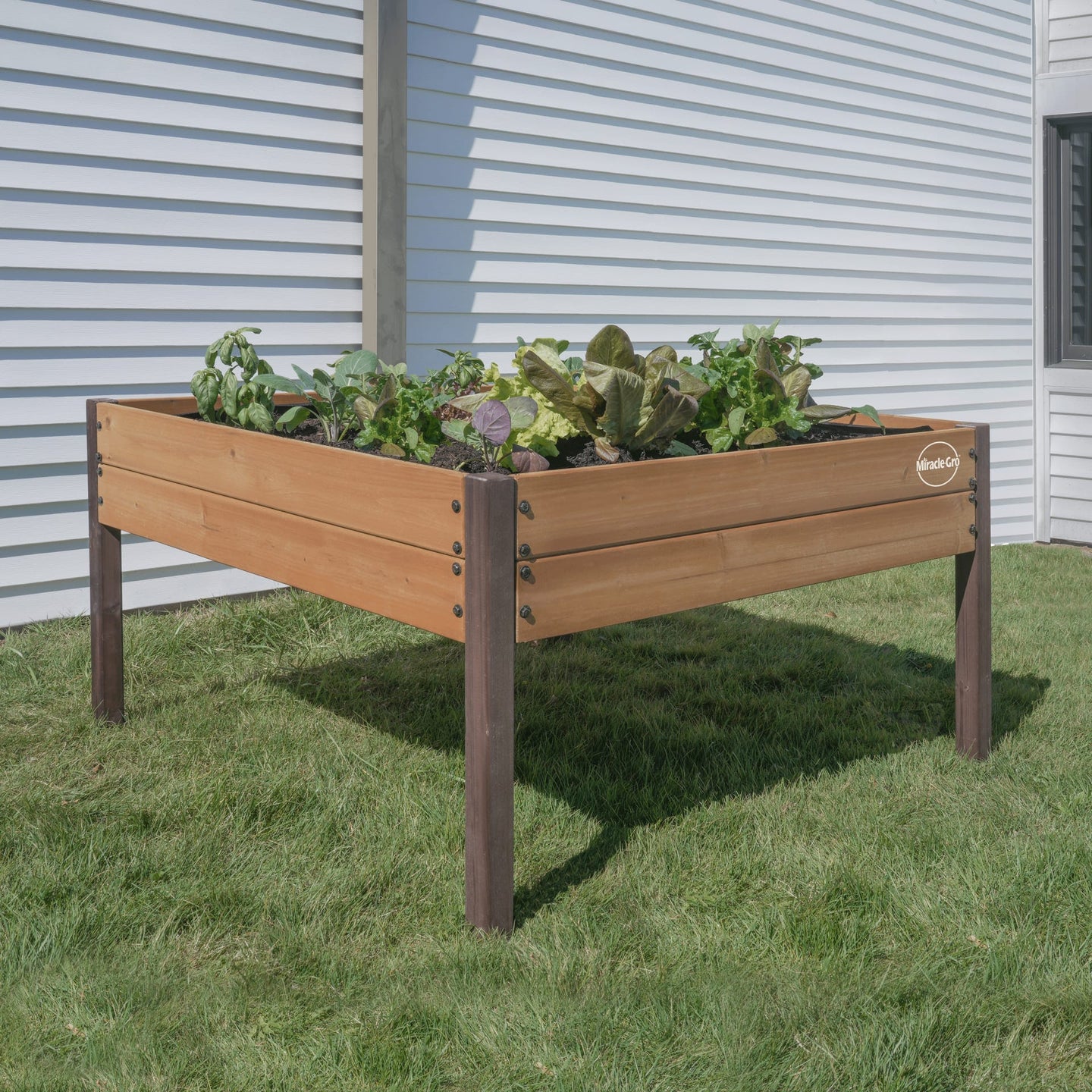 Miracle-Gro Wood 4 x 4 x 2.3 ft. Raised Garden Planter