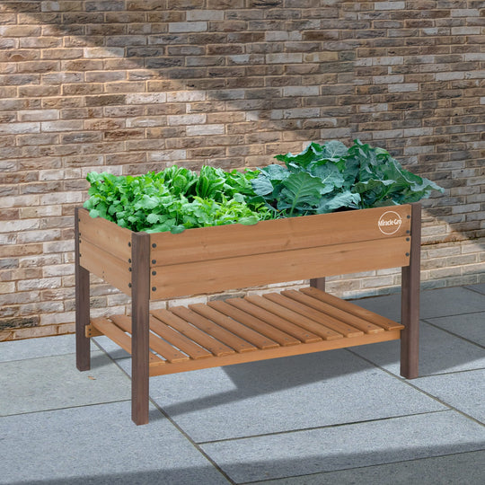 Miracle-Gro Wood 2 x 4 x 2.3 ft Raised Garden Planter with Shelf