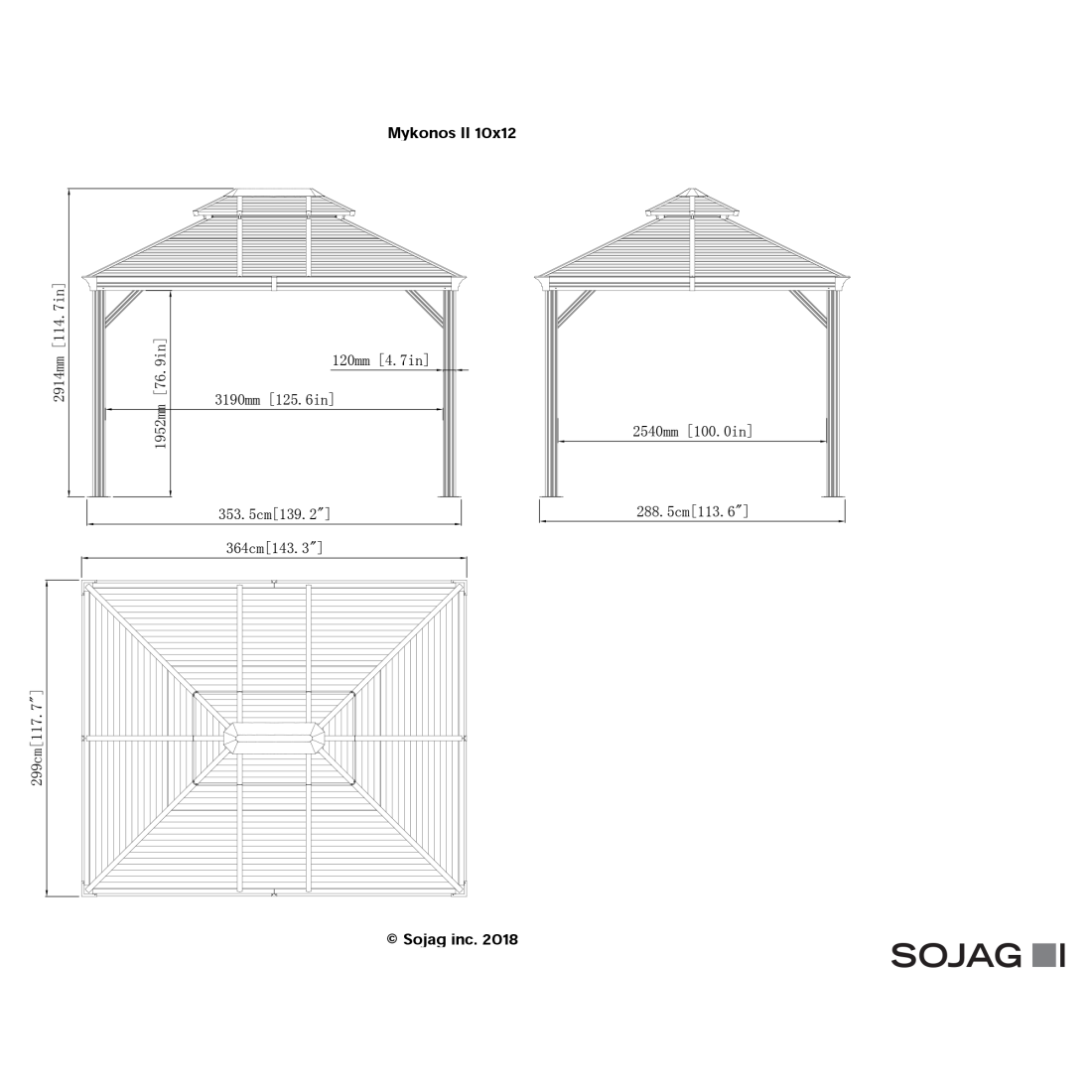 Mykonos II Double Roof Hardtop Gazebo