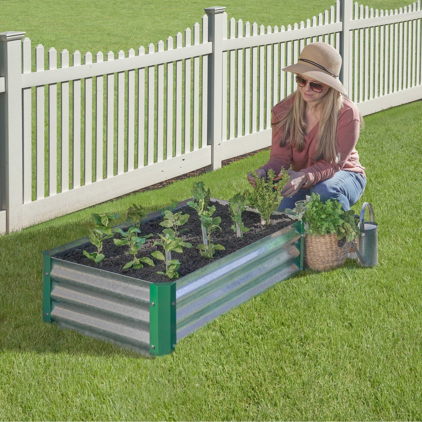 Miracle-Gro 2 x 4 x 1 ft Galvanized/Green Raised Garden Bed