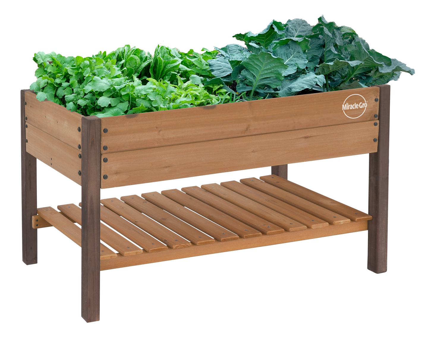 Miracle-Gro Wood 2 x 4 x 2.3 ft Raised Garden Planter with Shelf