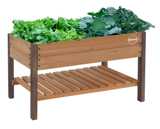 Miracle-Gro Wood 2 x 4 x 2.3 ft Raised Garden Planter with Shelf